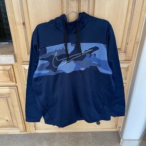 NEW Nike Therma Dri-Fit Men's Fleece Pullover Hoodie Camo Blue Swoosh in size XL
